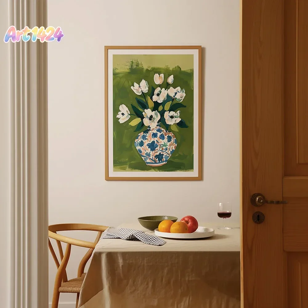 Home Decor Vase - Flores coloridas em vaso, pintura em