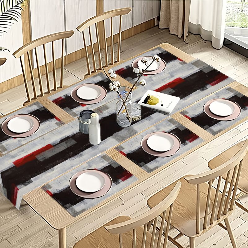 Linen Table Runner - Conjunto de Toalhas de Mesa Abstratas