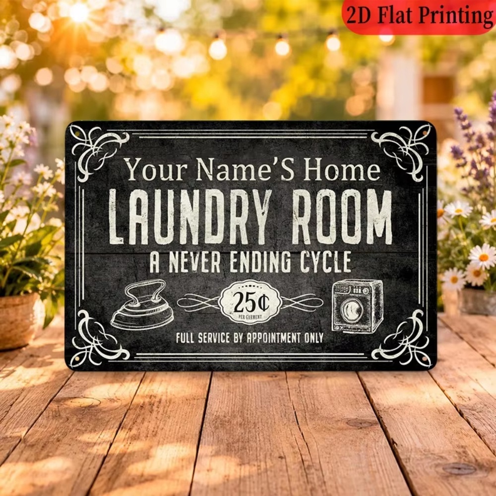 Home Decor Kitchen - Placa de Lavanderia Personalizada com Nome,