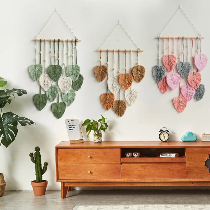 Home Decor Handmade - Tapeçaria de Folhas Artesanal Estilo Boêmio