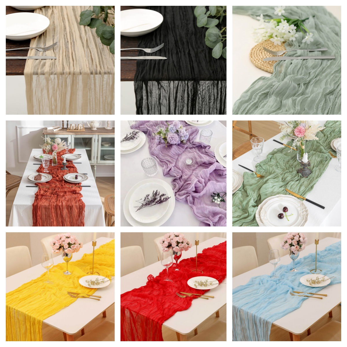 Linen Table Runner - Caminho de Mesa Boho em Gaze,