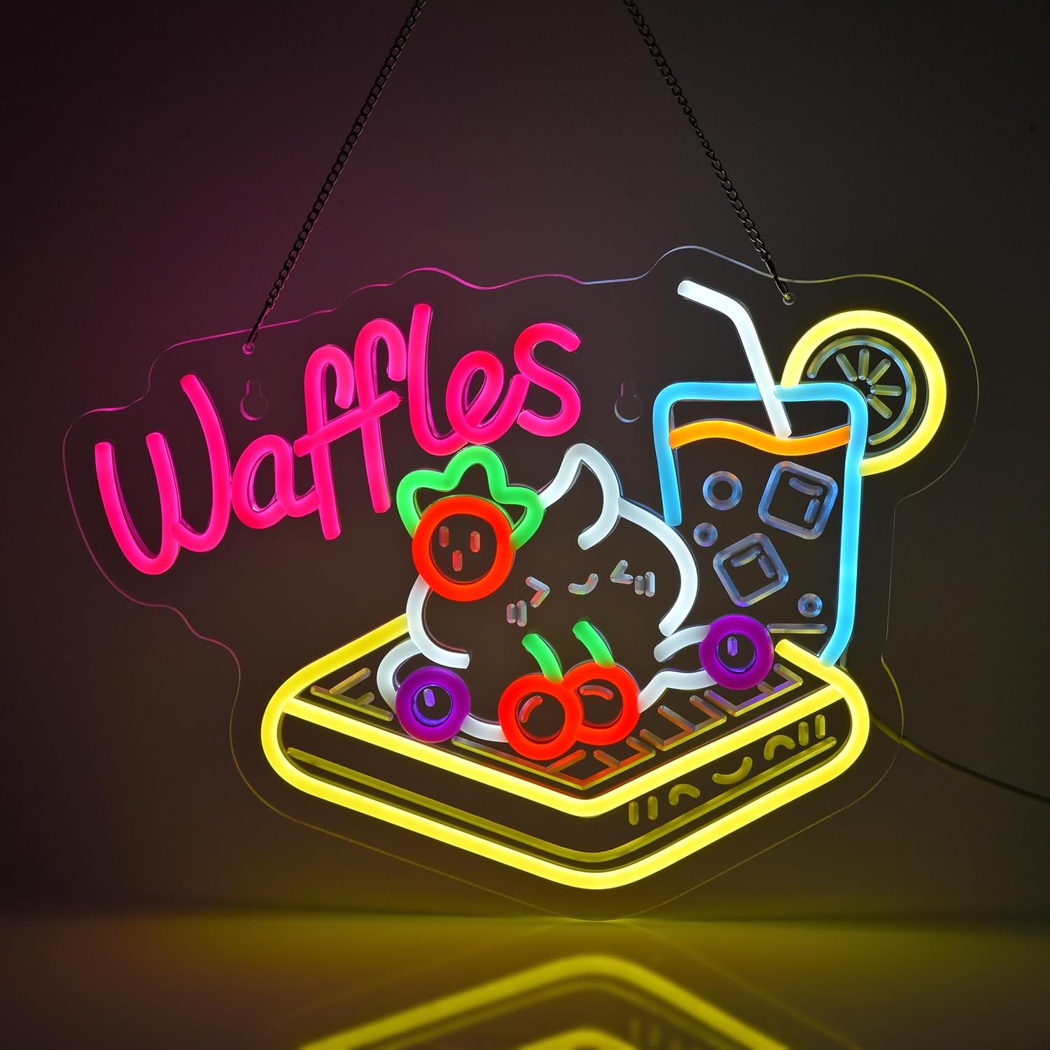 Home Decor Retail Stores - Letreiro Neon Waffles USB LED para