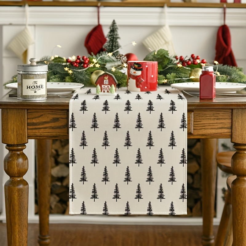 Linen Table Runner - Simples árvore de natal corredor de