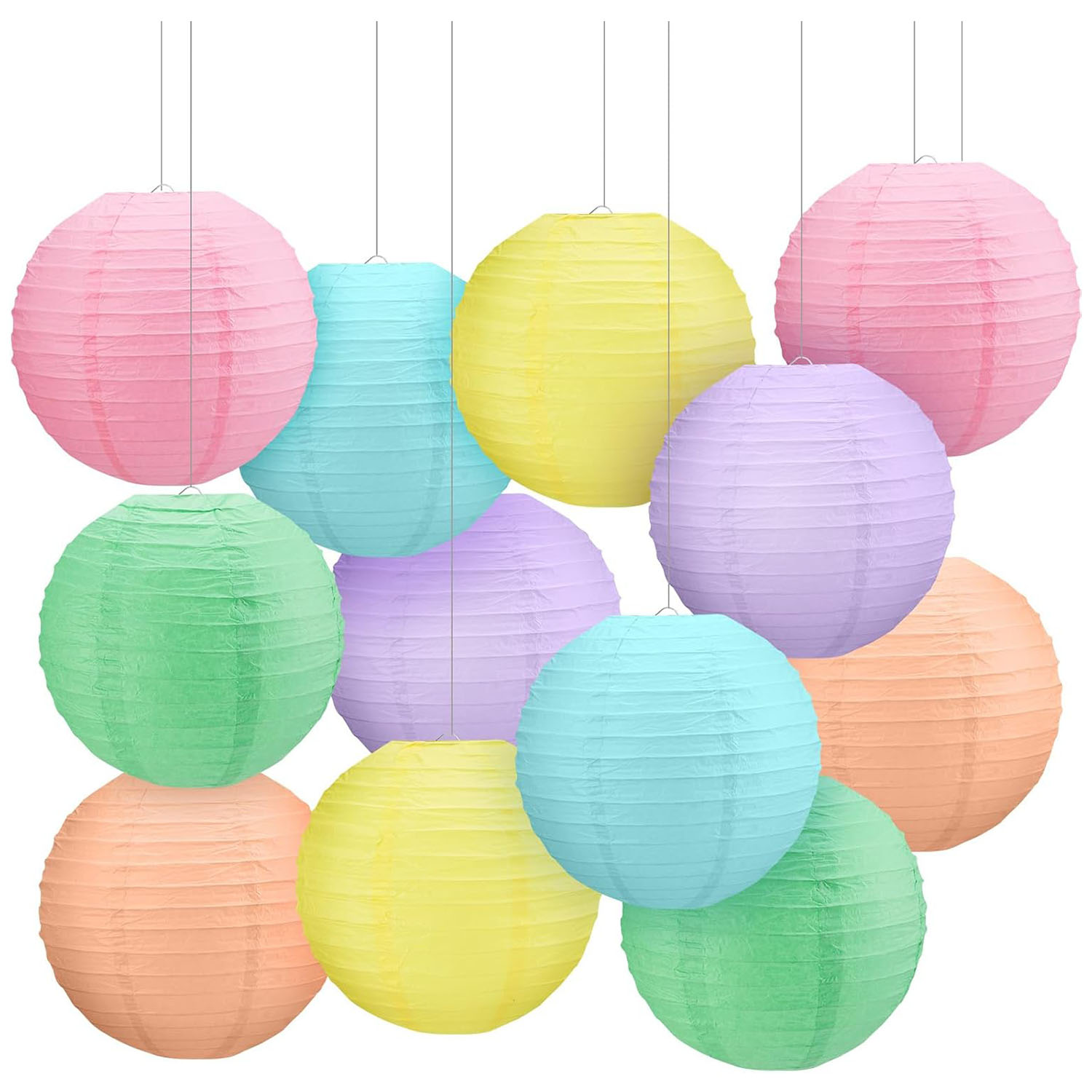 Home Decor Scrap - Macaron Rainbow Lanterns, Decoração Pastel, Casamento,