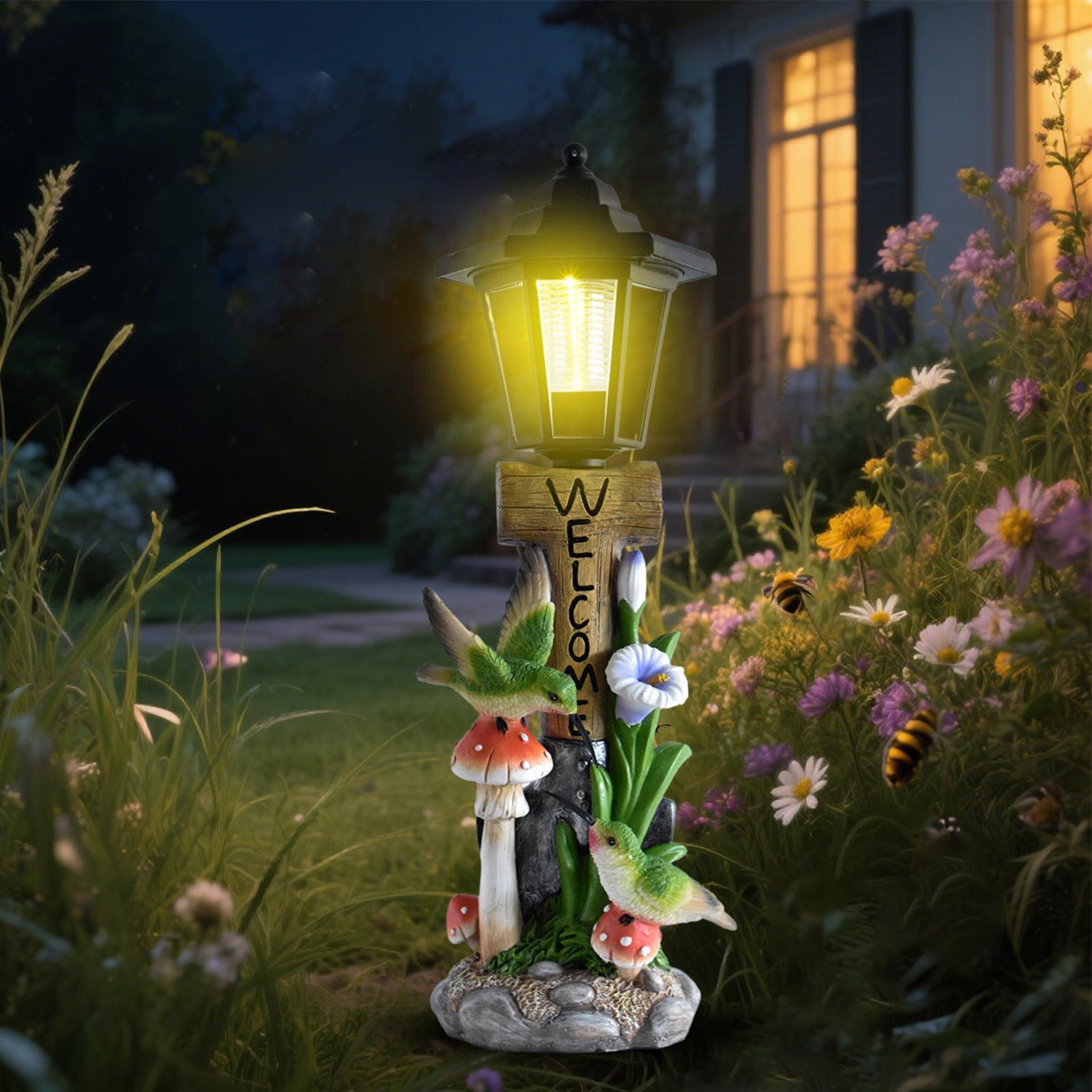 Home Decor Resin - Estátua de luzes solares para jardim,