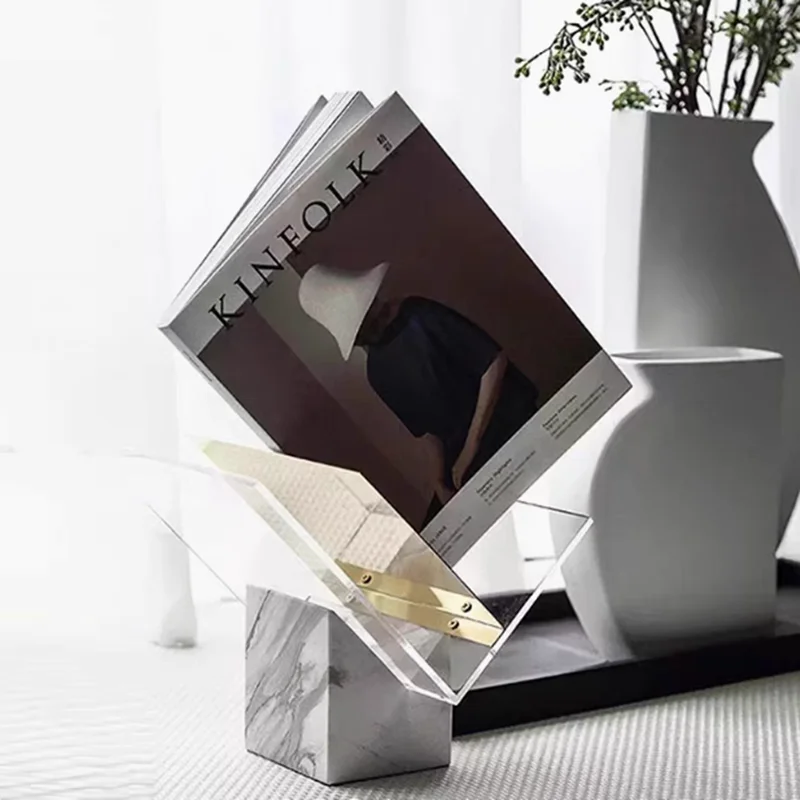 Home Decor Magazine - Suporte de arquivo acrílico de mármore,