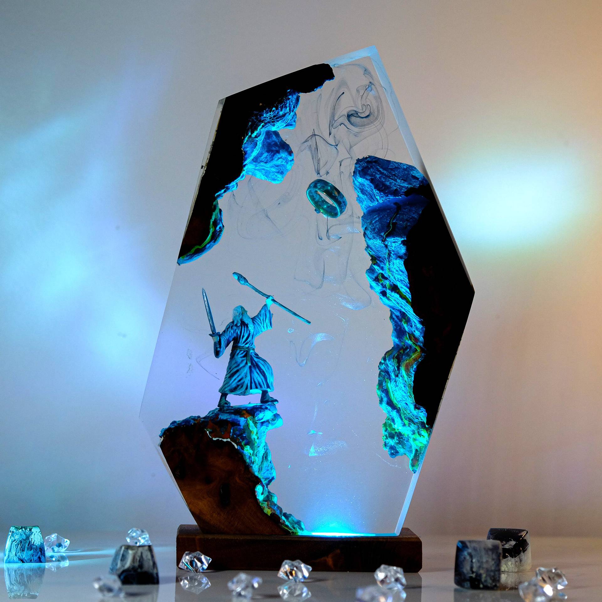 Home Decor Resin - Luminária de Resina com Figura de