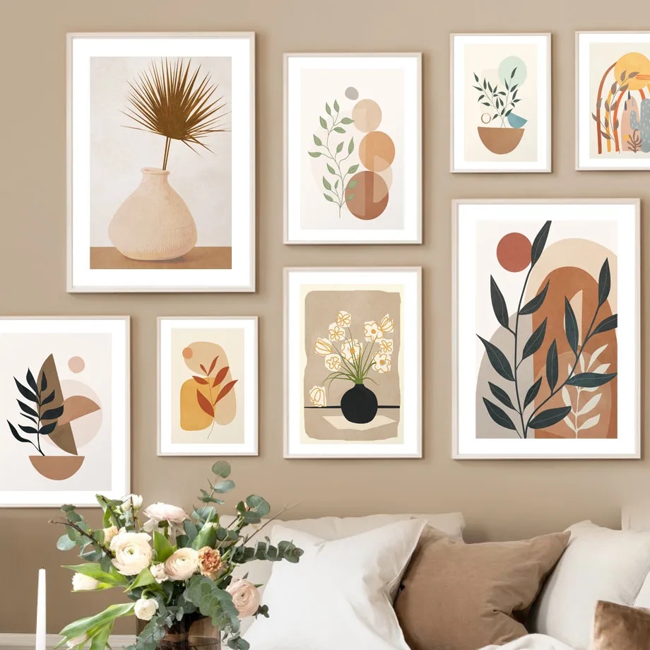 Home Decor Vase - Pôsteres Abstratos de Folhas Naturais e