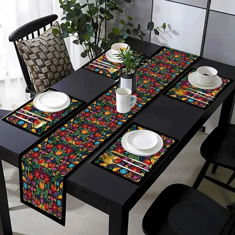 Linen Table Runner - Conjunto de Toalhas de Mesa Florais
