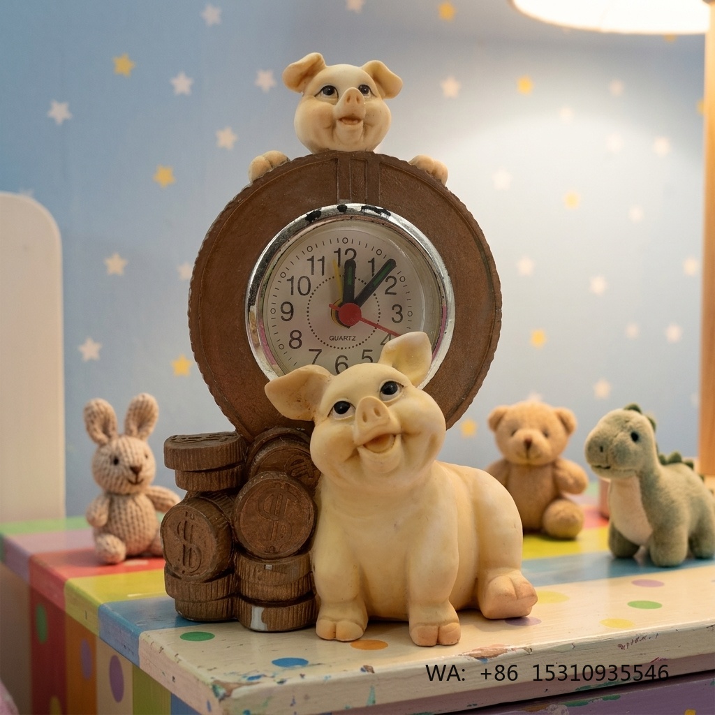 Home Decor Resin - Relógio de Porquinho de Desenho Animado