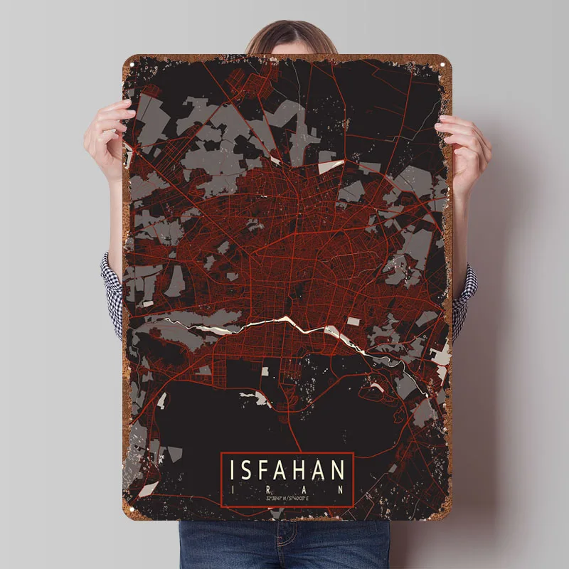 Mapa da Cidade de Isfahan, Irã - Home Decor Vector avaliação e preço