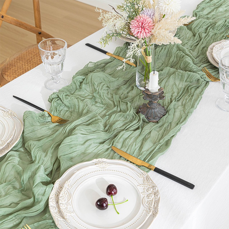Caminho de Mesa Boho em Gaze,  - Linen Table Runner avaliação e preço