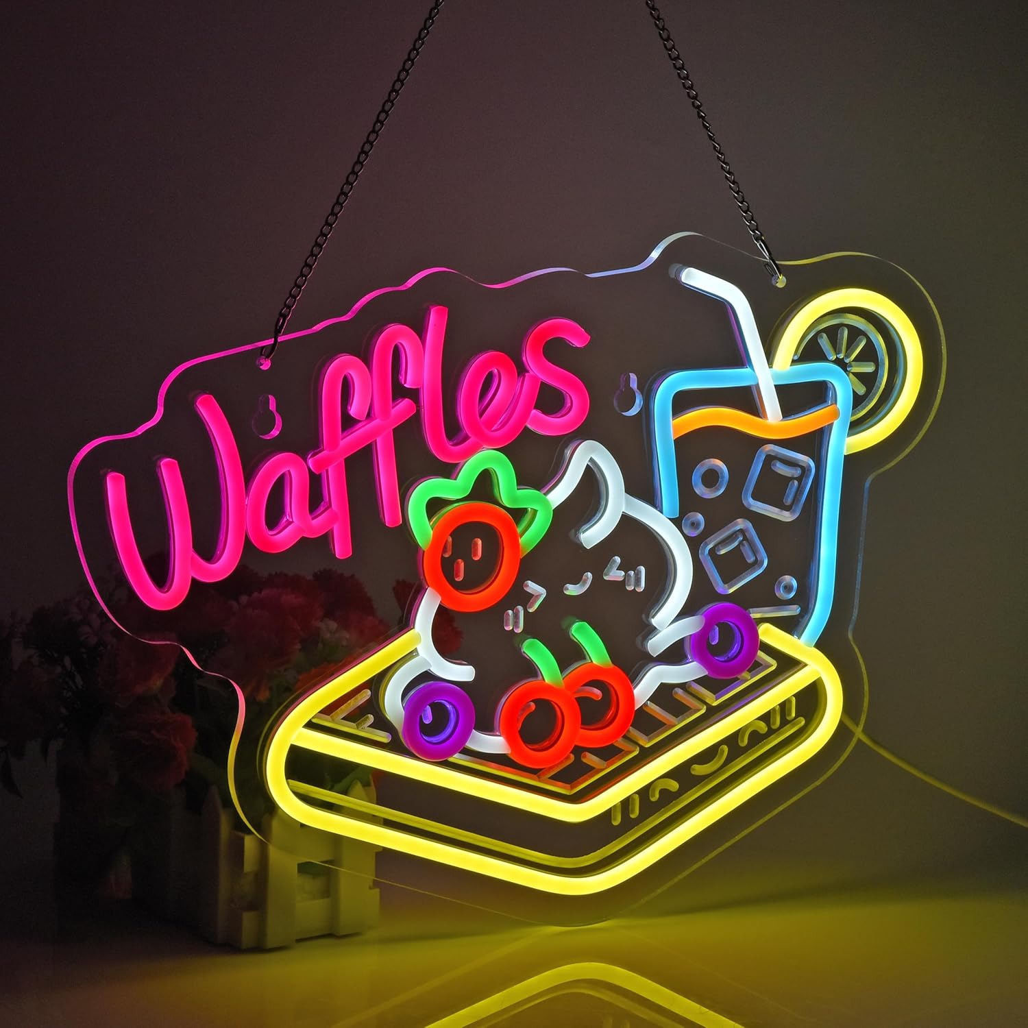 Letreiro Neon Waffles USB LED  - Home Decor Retail Stores avaliação e preço
