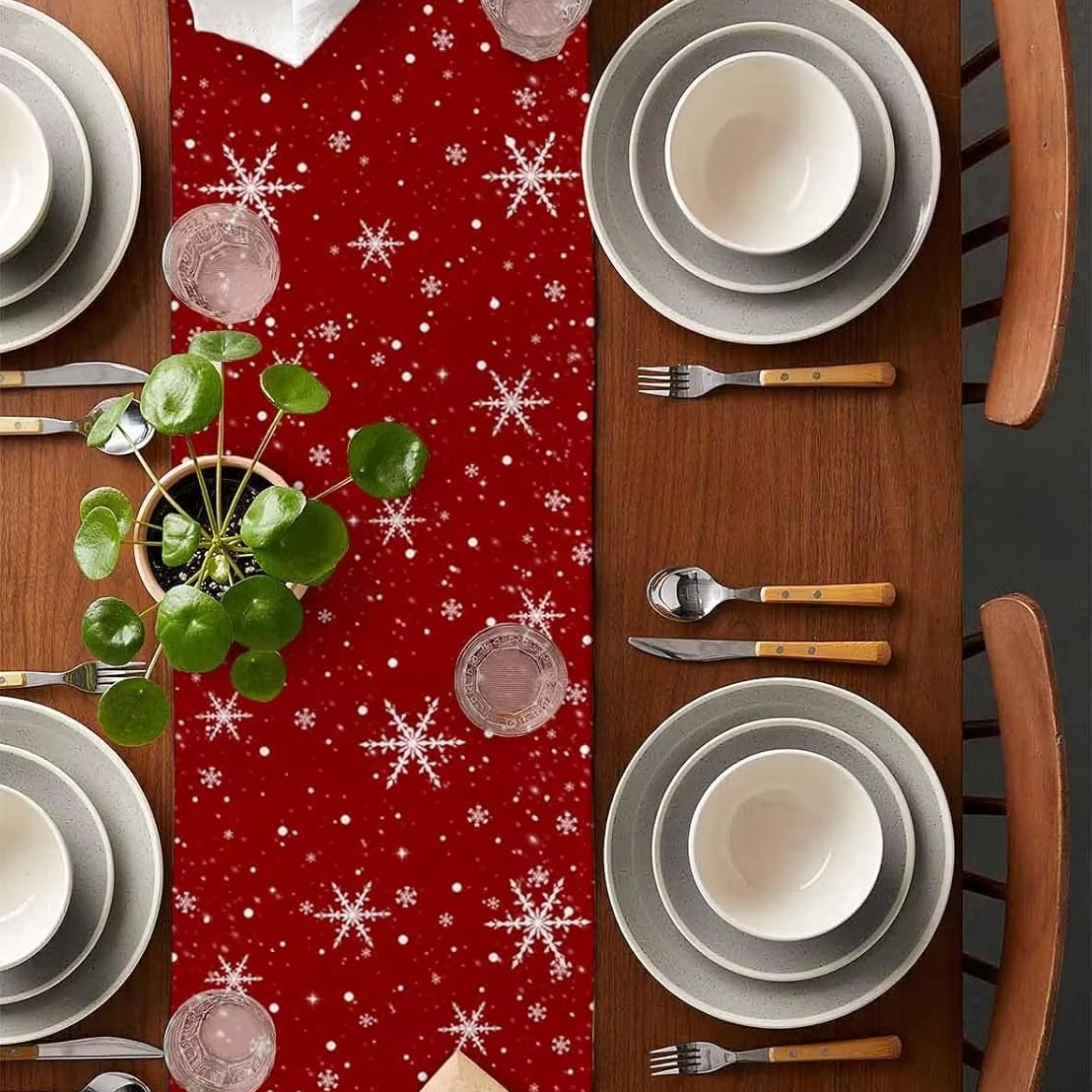 Corredor de mesa vermelho padr - Linen Table Runner avaliação e preço