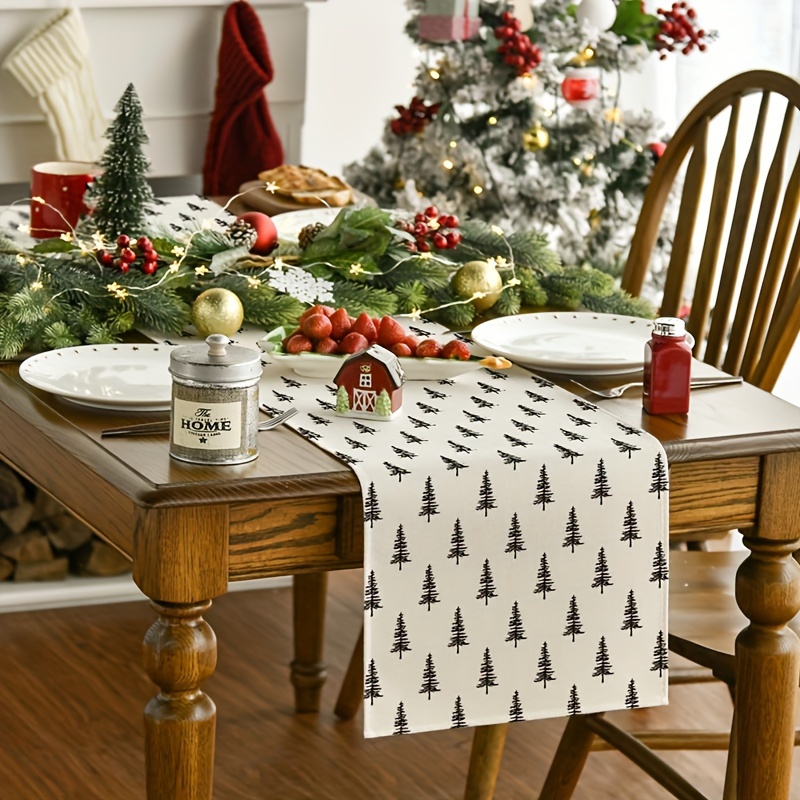 Simples árvore de natal corred - Linen Table Runner avaliação e preço