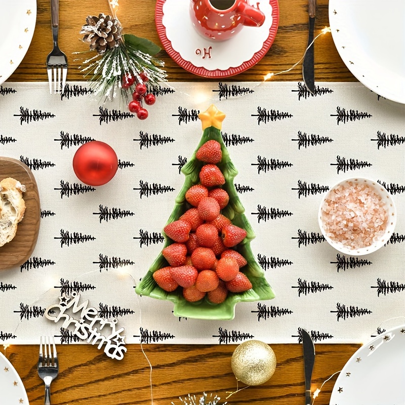 Simples árvore de natal corred - Linen Table Runner avaliação e preço