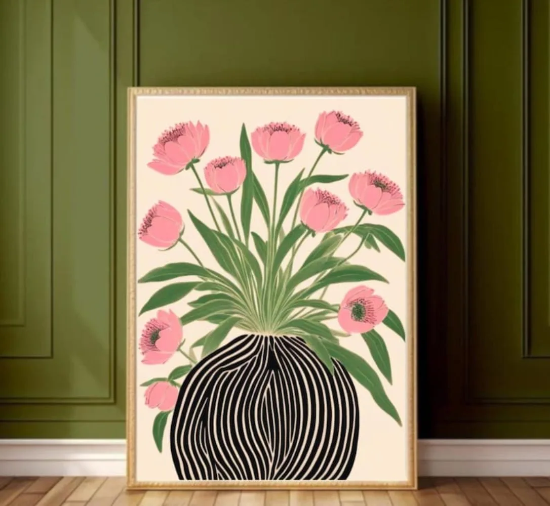 Um cartaz floral sem moldura,  - Home Decor Vase avaliação e preço
