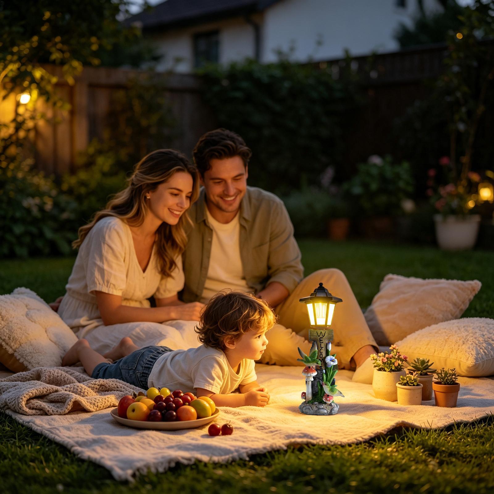 Estátua de luzes solares para  - Home Decor Resin avaliação e preço