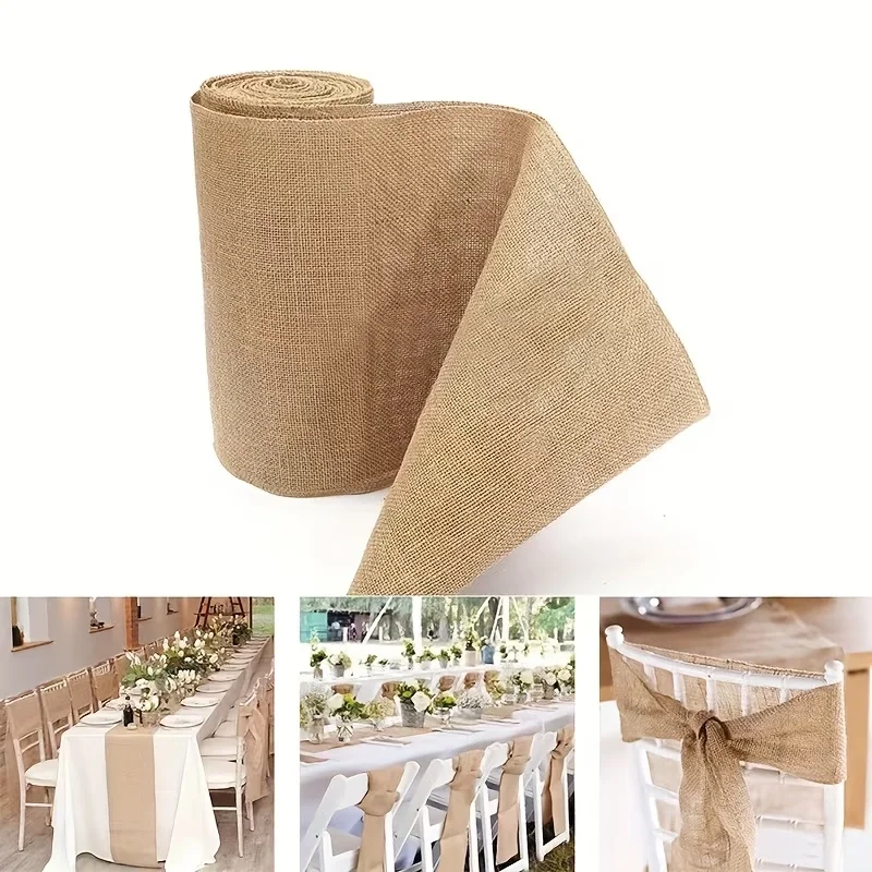 Novo Design de Rolo de Burlap  - Linen Table Runner avaliação e preço